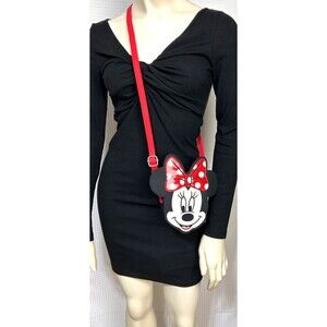 Tokyo Japan Disney Minnie Mouse Face Mini Pouch Crossbody Bag